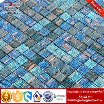 China supply products bule mixed Hot - melt mosaic swimming pool floor tile